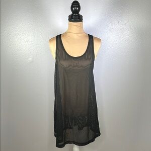 Black Mesh Knit Beach Cover-Up Dress Resort Swim Coastal Cowgirl euro summer - M